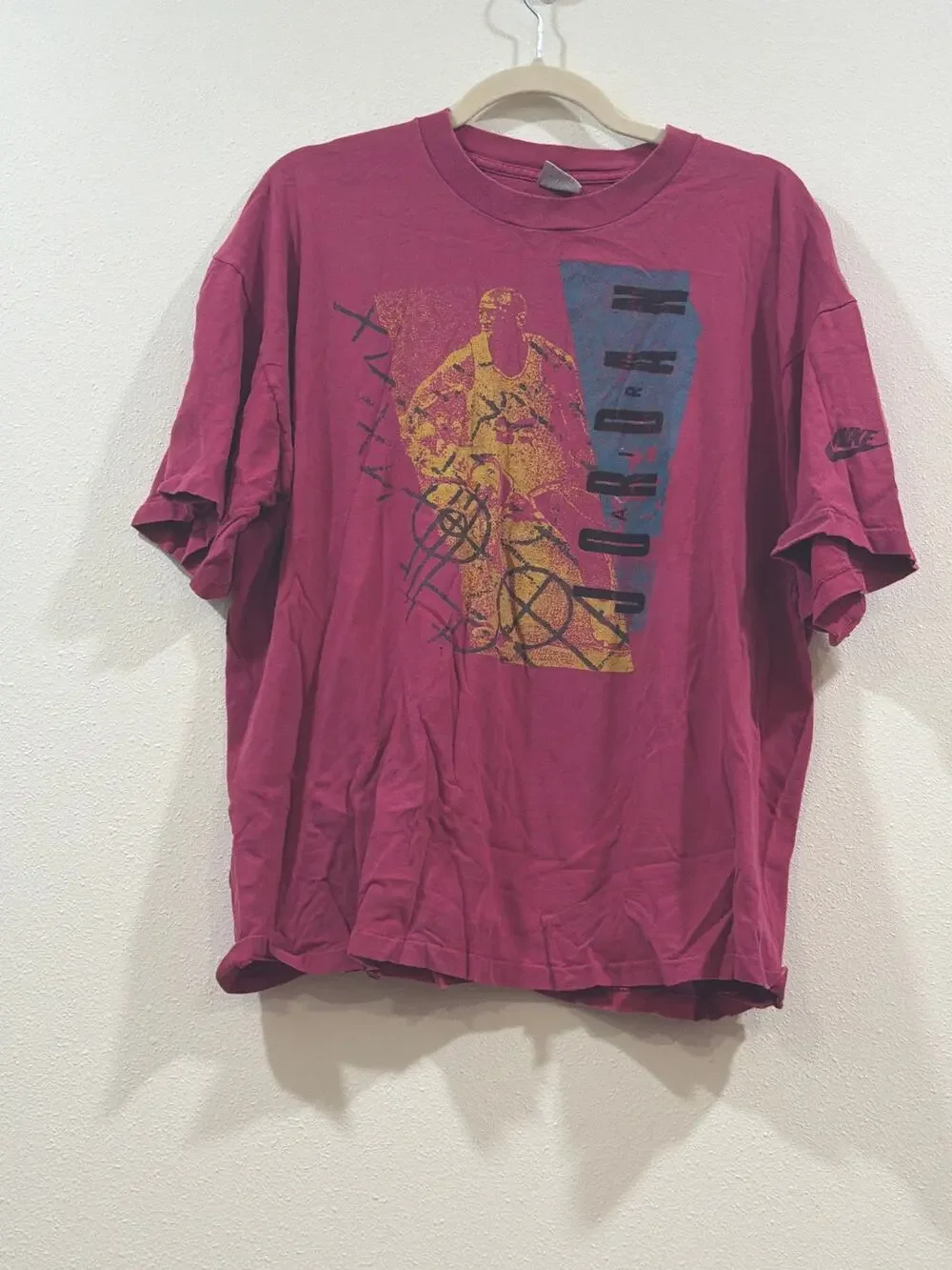 VINTAGE Nike Michael Jordan T Shirt Men XL Single Stitch White Tee 90’s Grey Tag